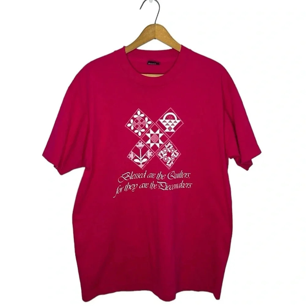 Vintage 1980s Quilting Folk Art Graphic T Shirt Single Stitch XL